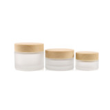 Premium 20 30 50 g empty cylindrical matte cosmetic container eye cream green glass jar bamboo with lids