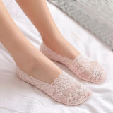 Lace women invisible boat socks cotton breathable anti-slip socks girls summer quick dry socks wholesale factory