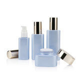 Custom 40 g 40 80 120 ml face lotion square container pink glass jar cosmetic packaging for eye cream with lids