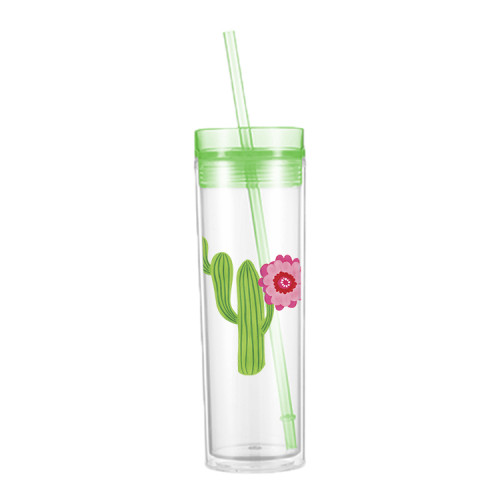 High Quality  Eco Friendly Double Wall PP Water Bottle 16oz Portable Skinny Plastic Tumbler Mugs Witn Lid And Straw Outdoor