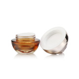 Wholesale customize luxury 20g 50g empty glass jar with electroplating screw cap for cosmetic packaging