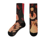 Wholesale Manufacturer 3D Printing Golden Silk Happy Socks Custom Pattern Women Crew Socks Sushi Teen Tube Socks