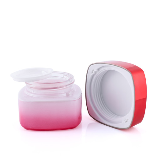 Wholesale body cream container 20ml 30ml 50ml clear square glass cosmetic jars and lids for cosmetics