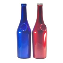 750ml red blue electroplated Champagne  Wine glass bottle with cork