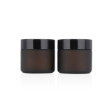 Low profile 2 4 fl oz empty round containers cosmetic body butter cream frosted glass jars with plastic cap
