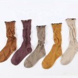 Wholesale Spring Japanese Sweet Girl Soild Color Ruffle Breathable Loose Socks