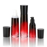 empty shading red 20ml 30ml 50ml cosmetic cream glass jar with plastic black lid