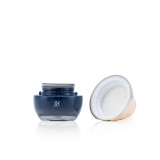 Custom 60 g 2 oz empty round skincare cream cosmetic container cosmetics jar black glass with lids for makeup