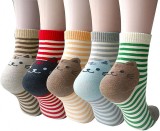 2021 Wholesale Women Spring Cute Cat Animal Colorful Striped Cotton Happy Socks
