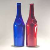750ml red blue electroplated Champagne  Wine glass bottle with cork
