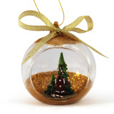 Gold glittering clear promotion christmas tree hanging glass snow ball