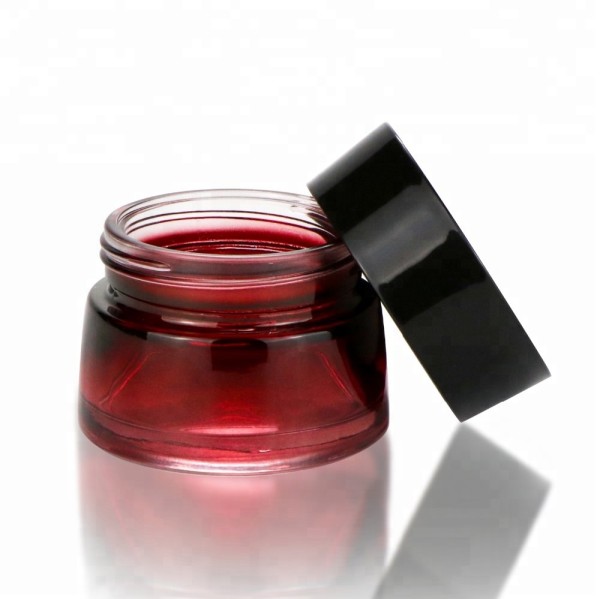 empty shading red 20ml 30ml 50ml cosmetic cream glass jar with plastic black lid