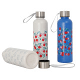 Eco-friendly Small Mouse Travel Small Cherry Pattern Printed Wheat Straw Sublimation Water Bottle Drink Juice  Cups with Rope