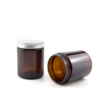 20ml 1 oz 2 oz 8oz 30 ml 50ml 60ml 100ml empty straight side amber glass jar with aluminum metal lid in bulk