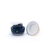 Custom 60 g 2 oz empty round skincare cream cosmetic container cosmetics jar black glass with lids for makeup