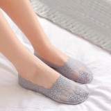 Lace women invisible boat socks cotton breathable anti-slip socks girls summer quick dry socks wholesale factory