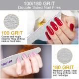 Professional Nail Files  Emery Board Nail File for Natural Nails 100/180/240 Grit Fine Grit Fingernail Files