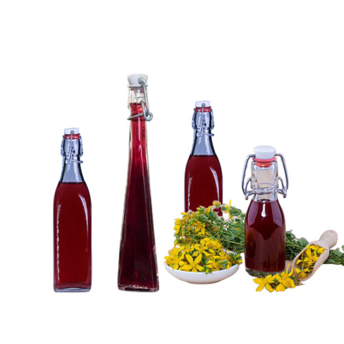 Wholesale Clear Forst Round 250ml 500ml700ml 750ml 1 Liter Beverage Kombucha Wine Juice Swing Top Glass Bottle With Lid