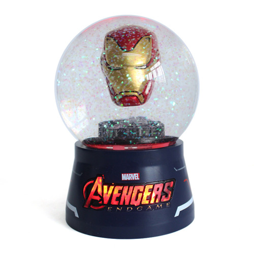 wholesales custom made creative snow ball Colorful change iron man head souvenir Automatic snow globe