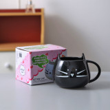 Cute cat mug design coffee cup with lid and spoon 301-400ml