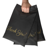 Custom Biodegradable Large Durable Self Adhesive Tear Proof Mailing Clothing T Shirt Matte Black Poly Mailers Bag With Handle