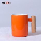 Custom logo big capacity ball shape ceramic coffee mugs factory wholesale two tone porcelain mug