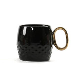 400ml golden hand grip ceramic mug coffee cup with lid and spoon