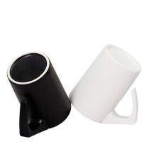 Custom logo inverted design ceramic coffee cup custom plain white porcelain mugs 380ml/13oz
