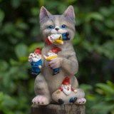 The evil cat garden dwarf statue the best decoration for a home or office  animal resin fountain garden figurine