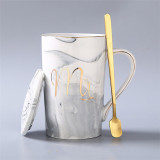 Supplier wholesale couple gift box pack marble design ceramic mr and mrs coffee mugs, gift use couple coffee mugs