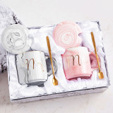 Supplier wholesale couple gift box pack marble design ceramic mr and mrs coffee mugs, gift use couple coffee mugs