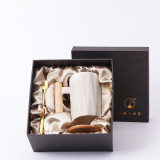 New design marble surface ceramic mug custom cup with lid and spoon gift cup with spoons