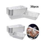 30Pcs Aluminum Foil Box Roasting Bbq Tray Baking Bread Pan 670ml Food Container