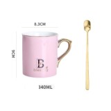 340ML Customized high grade ceramic mugs for coffee /milk  with gold handle /spoon