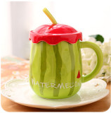 Creative fruit design cute cup with straw spoon and lid, kids gift milk cup 470ml