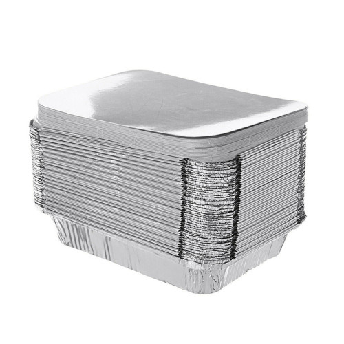 10Pcs Aluminum Foil Bbq Box Trays Mold Disposable Roasting Baking Tray With Lid