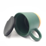 Cheap promotional gift coffee cork base ceramic mugs with lid
