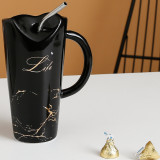 480ml North-Europe Style Creative Heart-shaped Cheap Ceramic Mug With Stainless Steel Straw