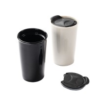 Double Wall Ceramic Coffee Cup with Lid,  Custom No Handle Cup Porcelain Coffee Cup 301-400ml
