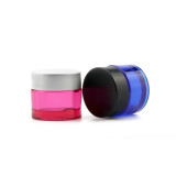 China 15g 50g empty mini  cobalt blue face cream container round cosmetic petg plastic jars with screw top lids