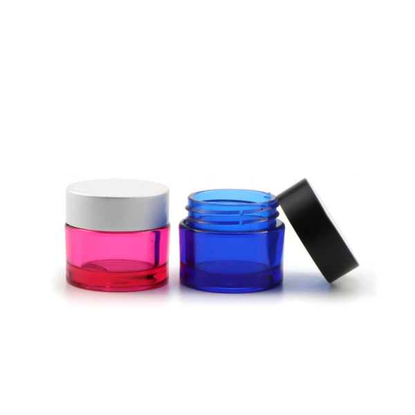 China 15g 50g empty mini  cobalt blue face cream container round cosmetic petg plastic jars with screw top lids