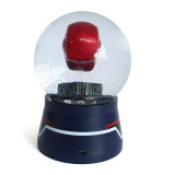 wholesales custom made creative snow ball Colorful change iron man head souvenir Automatic snow globe