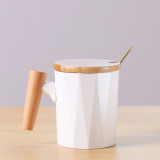 New design marble surface ceramic mug custom cup with lid and spoon gift cup with spoons