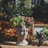 Silicone Mold Planter Human Face  Girl Concrete Cement Flower Pot  Handmade Vase Crafts Garden Figurine Decoration