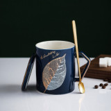 New design golden leaf porcelain gift coffee mug set color glazed custom personalized gift mug set