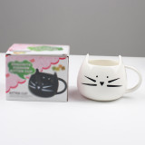 Cute cat mug design coffee cup with lid and spoon 301-400ml