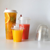 Custom Print Biodegradable Disposable Plastic Clear PLA Cold Drinking Cups with Flat Lids