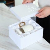 400ml golden hand grip ceramic mug coffee cup with lid and spoon