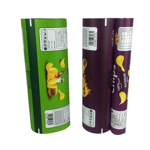 Custom printed PET/VMPET/PE lamianted food packaging roll plastic film for popcorn chips automatic packing