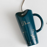 480ml North-Europe Style Creative Heart-shaped Cheap Ceramic Mug With Stainless Steel Straw